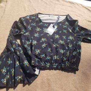 Chelsea and Violet Long Sleeve Shirt Floral Black